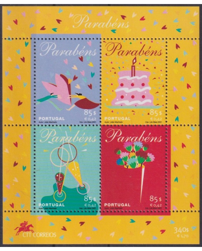F-EX61953 PORTUGAL MNH 2001 GREETINGS BLOCK DRAWINGS.