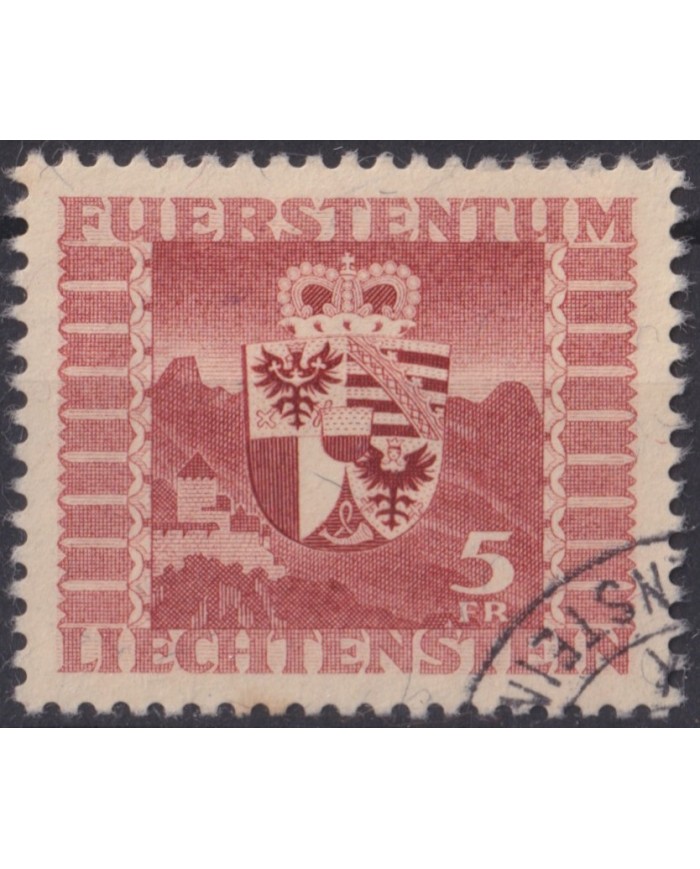 F-EX58889 LIECHTENSTEIN 1947 USED COAT OF ARMS +50€.