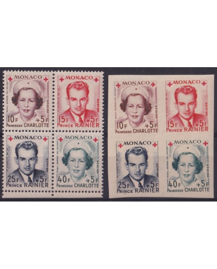 F-EX58918 MONACO MNH 1949 RED CROSS BLOCK OVERPRINT HIGHT VALUE.