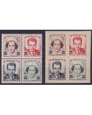 F-EX58920 MONACO MNH 1949 RED CROSS BLOCK NEW VALUE OVERPRINT HIGHT VALUE.