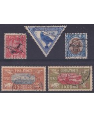 F-EX59398 ICELAND ISLAND 1928-31 AIRMAIL AIRPLANE AVION BIRD ZEPPELIN OVERPRINT