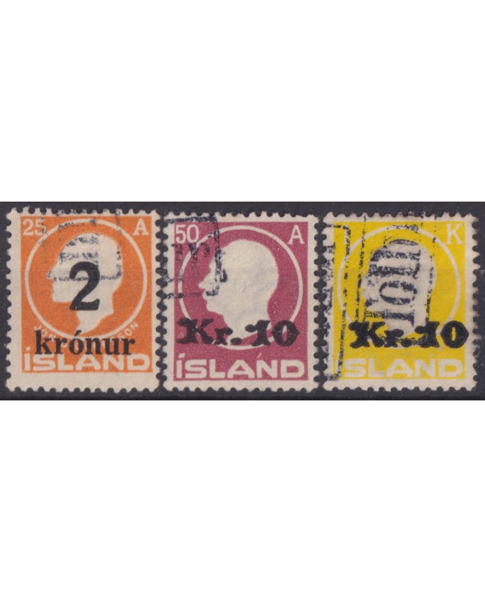 F-EX59364 ICELAND ISLAND 1924-26 KING FREDERIK NEW VALUE OVERPRINT +950€.