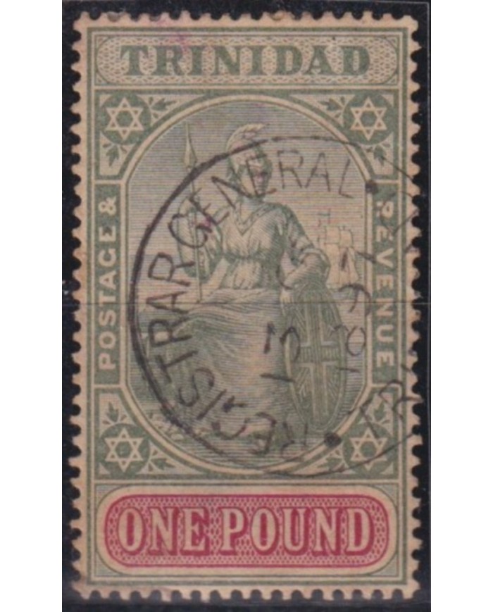 F-EX57773 TRINIDAD IS 1896 ONE POUND USED. HIGHT VALUE +200€.