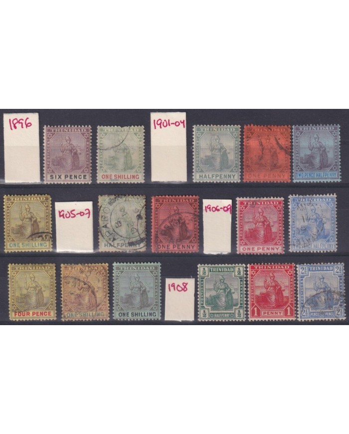 F-EX58284 TRINIDAD 1896-1908 CLASSIC STAMPS LOT HIGHT VALUE.