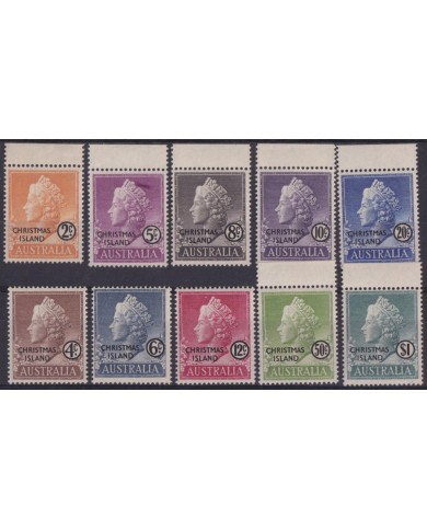 F-EX58974 CHRISTMAS ISLAND MNH 1959 QUEEN ELIZABETH NEW VALUE 1-10