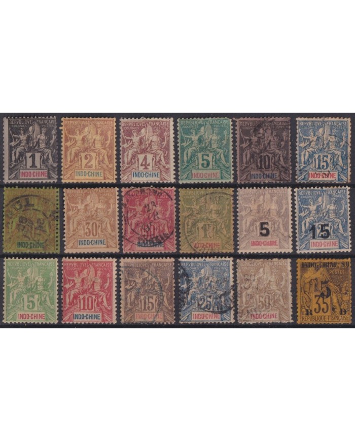 F-EX57262 INDOCHINE FRANCE 1889-1908 STAMPS LOT + 160€.