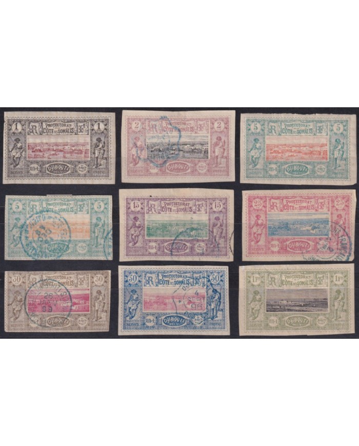 F-EX57202 SOMALIA COTE DES SOMALIS DJIBOUTI 1894 HIGHT VALUE STAMPS LOT +150€.