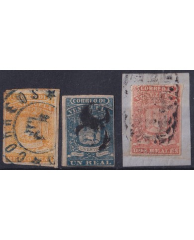 F-EX59462 VENEZUELA 1859-60 COAT OF ARMS FIRST ISSUE USED +100€.