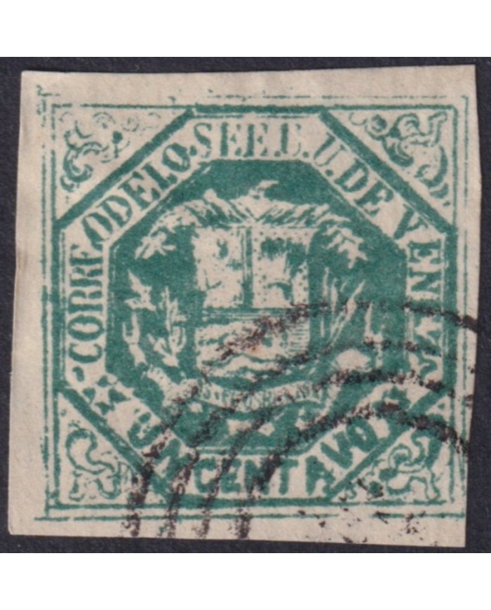 F-EX59463 VENEZUELA 1865-70 COAT OF ARMS FORGERY FOR STUDY.
