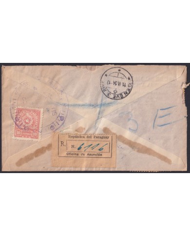 F-EX57577 PARAGUAY 1954 REGISTERED COVER TO SWITZERLAND.