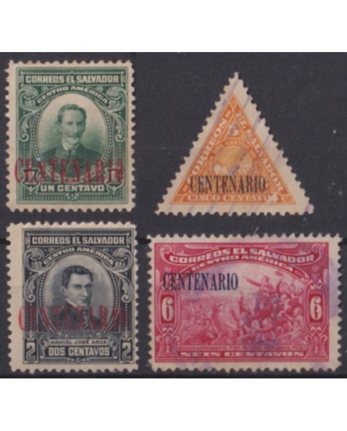 F-EX57257 EL SALVADOR NO GUM – USED 1921 “CENTENARIO” OVERPRINT +35€.