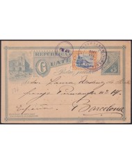 F-EX57572 GUATEMALA 1906 3c POSTAL STATIONERY TO BARCELONA SPAIN.