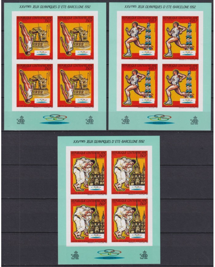 F-EX45535 CENTRAL AFRICA MNH 1989 OLYMPIC GAMES BARCELONA IMPERFORATED BLOCK.