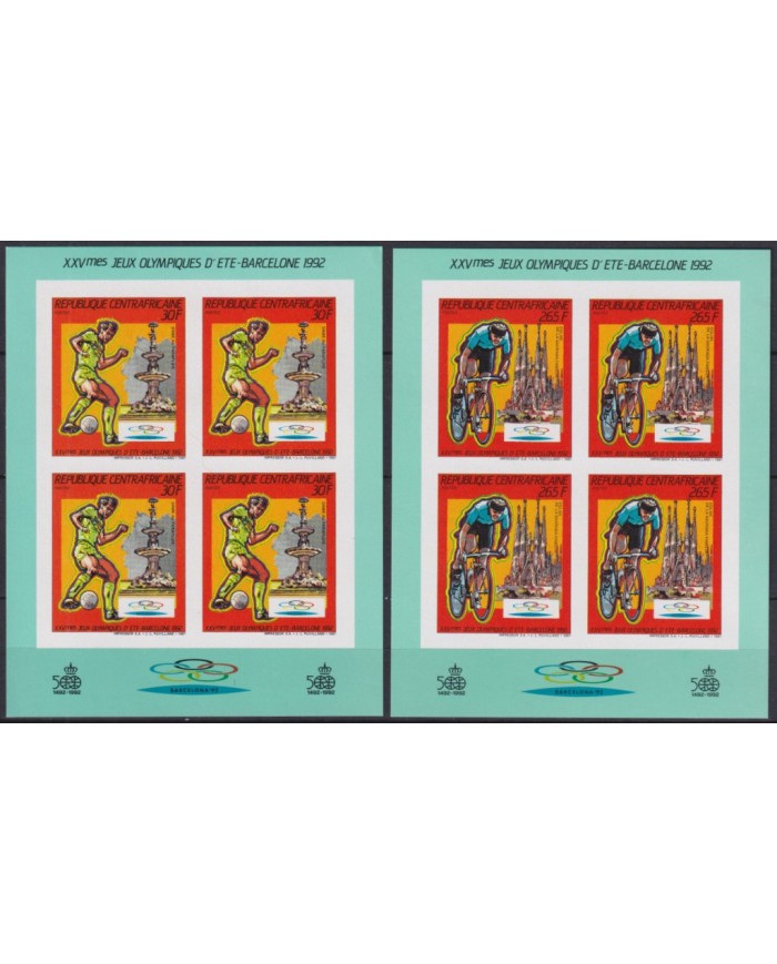 F-EX45535 CENTRAL AFRICA MNH 1989 OLYMPIC GAMES BARCELONA IMPERFORATED BLOCK.