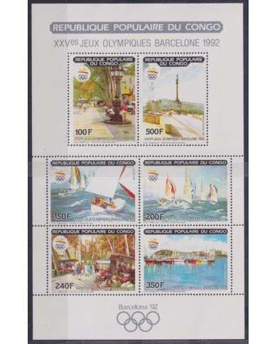 F-EX48069 CONGO MNH 1990 OLYMPIC GAMES BARCELONA RAMBLA SHIP LIMITED EDITION.