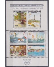 F-EX48069 CONGO MNH 1990 OLYMPIC GAMES BARCELONA RAMBLA SHIP LIMITED EDITION.