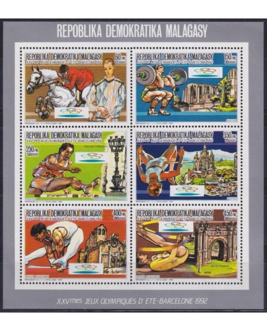 F-EX48096 MADAGASCAR MNH 1987 PERF SHEET ONLY 10.000 BARCELONA OLYMPIC ATHLETISM.