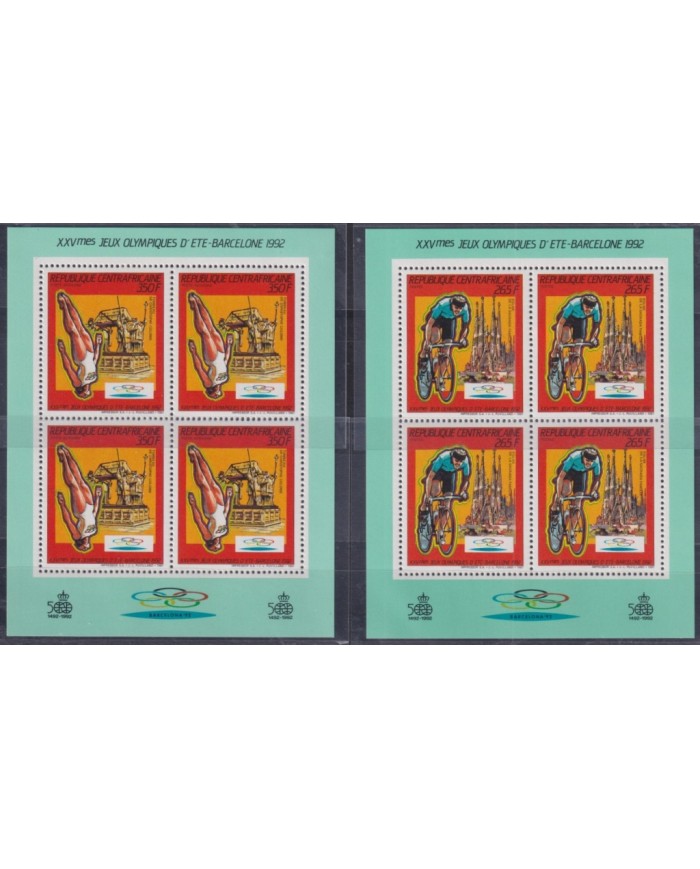 F-EX48782 CENTRAL AFRICA MNH 1987 OLYMPIC GAMES BARCELONA PERFORATED BLOCK.