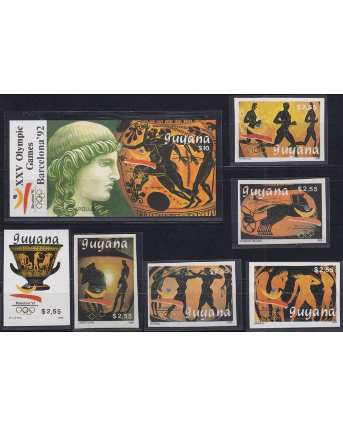 F-EX54268 GUYANA MNH 1989 OLYMPIC GAMES BARCELONA IMPERFORATED ARCHEOLOGY GREECE.