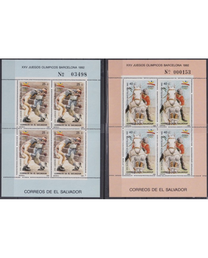 F-EX54289 EL SALVADOR MNH 1989 OLYMPIC BARCELONA LIMITED EDITION SPECIAL SHEET