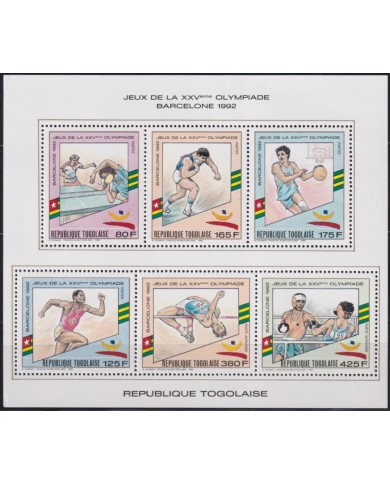 F-EX54290 TOGO MNH 1989 OLYMPIC BARCELONA LIMITED EDITION SPECIAL SHEET.