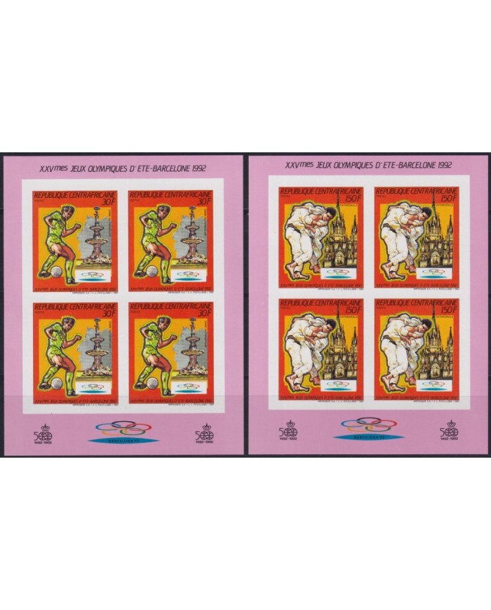 F-EX61868 CENTRAL AFRICA MNH 1987 IMPERF SHEET BARCELONA OLYMPIC ATHLETISM SOCCER.