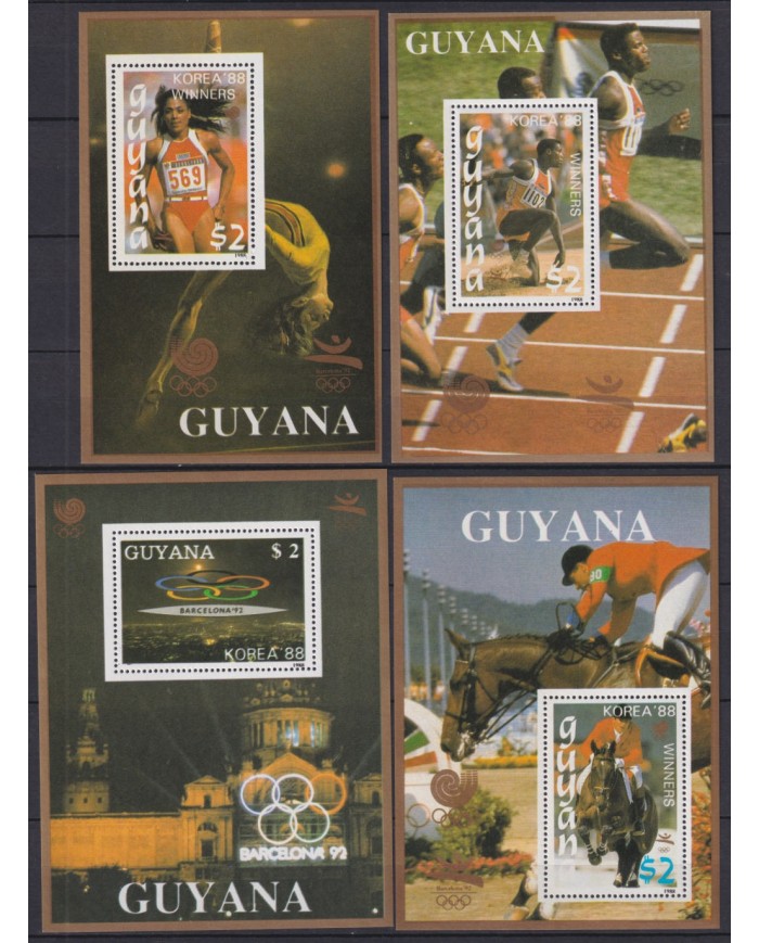 F-EX61870 GUYANA MNH 1988 SEOUL OLYMPIC GAMES TO BARCELONA ATHLETISM.