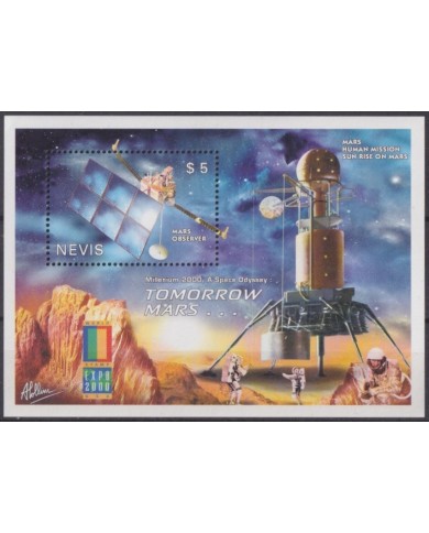 F-EX62043 NEVIS MNH 2000 SPACE COSMOS EXPLORATION TOMORROW MARS ROCKET.