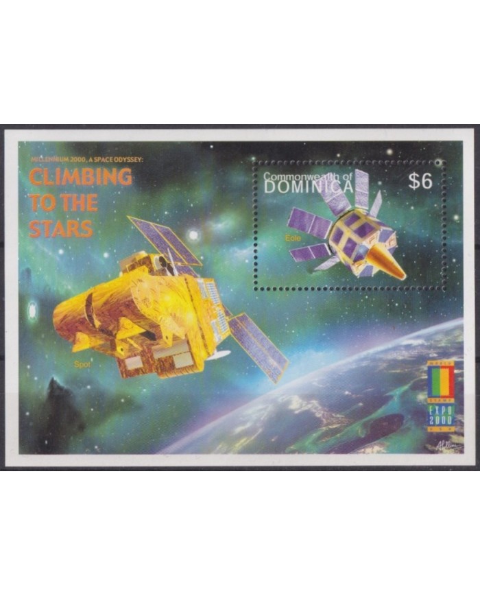 F-EX62049 DOMINICA MNH 2000 SPACE COSMOS EXPLORATION ROCKET CLIMBING TO THE STARS.