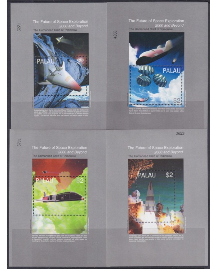 F-EX62111 PALAU MNH 2000 SPACE COSMOS FUTURE EXPLORATION ROCKET SATELLITE.