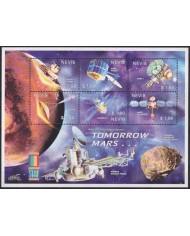 F-EX62114 NEVIS MNH 2000 SPACE COSMOS EXPLORATION TOMORROW MARS ROCKET SATELLITE.