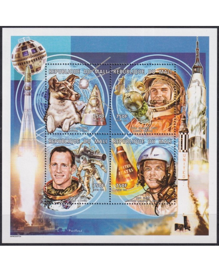 F-EX62119 MALI MNH 1999 SPACE COSMOS EXPLORATION ROCKET SATELLITE LAIKA DOG GAGARIN.