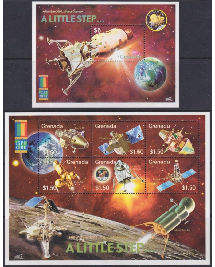 F-EX62124 GRENADA MNH 2000 SPACE COSMOS EXPLORATION ROCKET SATELLITE A LITTLE STEP.