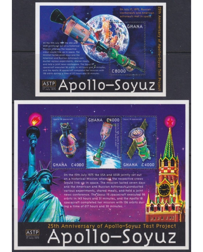 F-EX62126 GHANA MNH 2000 SPACE COSMOS EXPLORATION ROCKET SATELLITE APOLLO - SOYUZ.