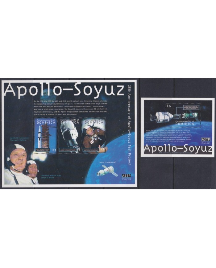 F-EX62130 DOMINICA MNH 2000 SPACE COSMOS EXPLORATION ROCKET SATELLITE APOLLO - SOYUZ.