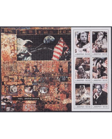 F-EX58090 LIBERIA MNH 1999 SPACE COSMOS EXPLORATION ROCKET 30ª ANNIV FIRST MAN ON MOON.