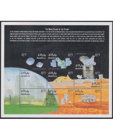 F-EX58092 MALDIVES MNH 2000 SPACE COSMOS EXPLORATION ROCKET MARS COLONY IN FUTURE.