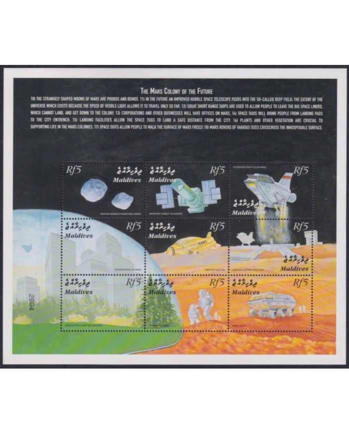 F-EX58092 MALDIVES MNH 2000 SPACE COSMOS EXPLORATION ROCKET MARS COLONY IN FUTURE.