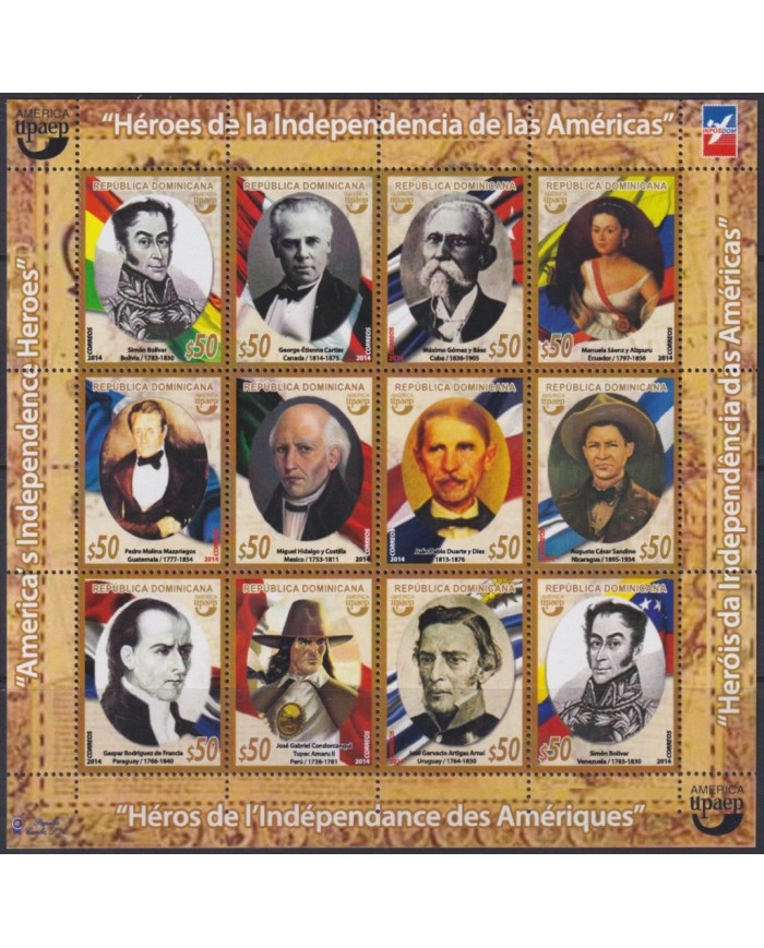 F-EX58089 DOMINICANA REP MNH 2014 UPAEP INDEPENDENCE HEROES JOSE MARTI MAXIMO GOMEZ.