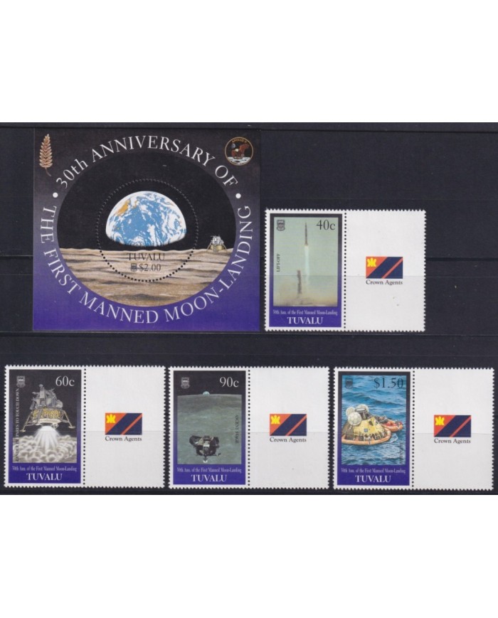 F-EX62546 TUVALU MNH 1999 SPACE COSMOS 30th APOLLO XI MANNED MOONLANDING ROCKET.