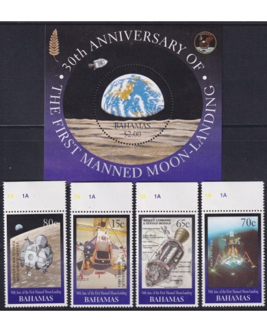 F-EX62544 BAHAMAS MNH 1999 SPACE COSMOS 30th APOLLO XI MANNED MOONLANDING ROCKET.