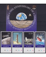 F-EX62543 ST KITTS MNH 1999 SPACE COSMOS 30th APOLLO XI MANNED MOONLANDING ROCKET.