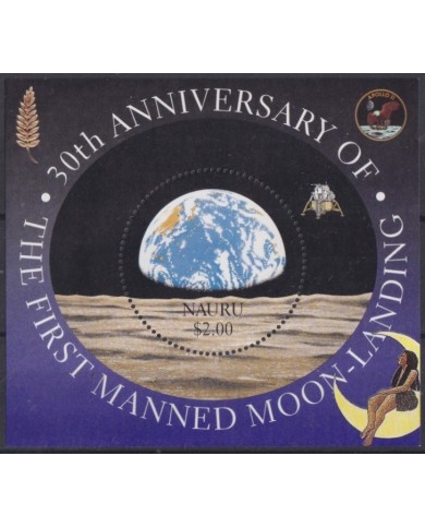 F-EX62301 NAURU MNH 1999 SPACE COSMOS 30th APOLLO XI MANNED MOONLANDING ROCKET.