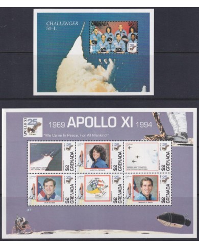 F-EX62517 GRENADA MNH 1994 SPACE COSMOS 25th APOLLO XI MANNED MOONLANDING ROCKET.