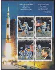 F-EX62297 MARSHALL MNH 1994 SPACE COSMOS 25th APOLLO XI MANNED MOONLANDING ROCKET.
