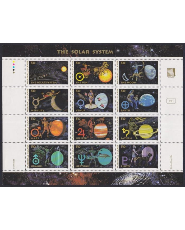 F-EX62225 MARSHALL IS MNH 1994 SPACE SOLAR SYSTEM PLANET SHEET.