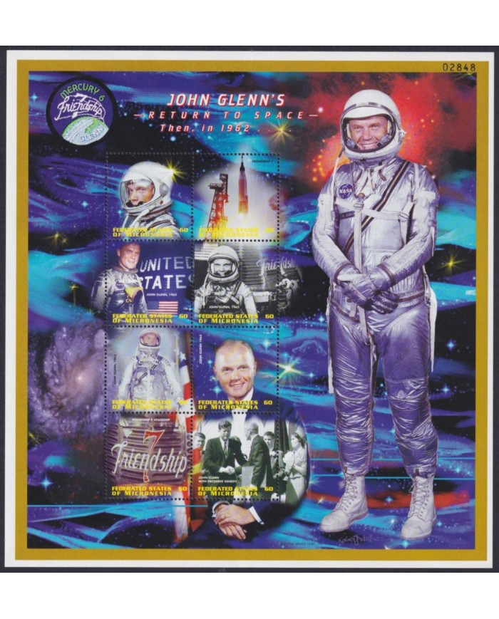 F-EX62219 MICRONESIA IS MNH 1998 JONH GLENN SPACE EXPLORATION ROCKET SATELLITE.