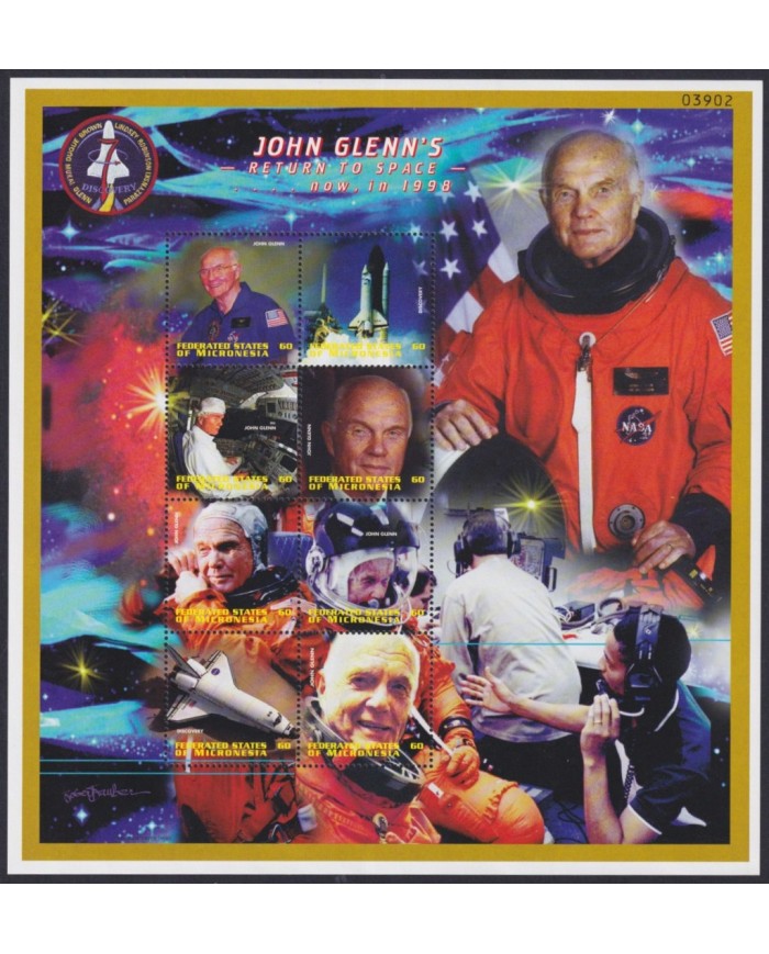 F-EX62219 MICRONESIA IS MNH 1998 JONH GLENN SPACE EXPLORATION ROCKET SATELLITE.