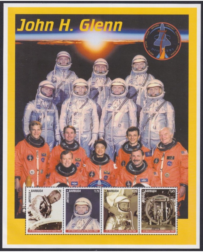 F-EX62211 ANTIGUA & BARBUDA MNH 1999 JONH GLENN SPACE EXPLORATION ROCKET SATELLITE.