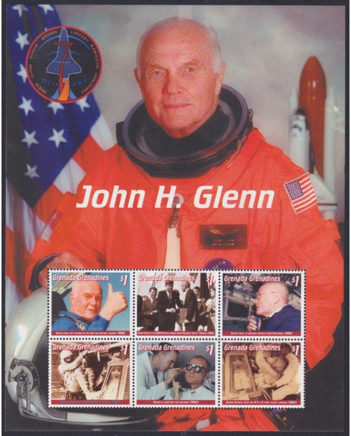 F-EX62215 GRENADA & GRENADINES MNH 1999 JONH GLENN SPACE EXPLORATION ROCKET SATELLITE.